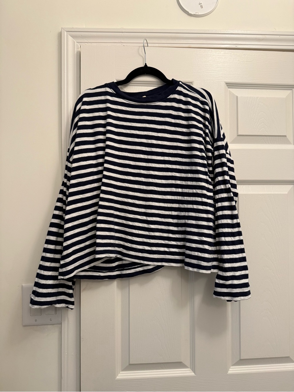 Madewell Navy and White Striped Crewneck